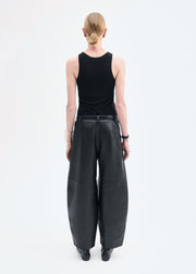 Cropped Leather Trouser - Black - CO Collections